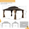 12' X 14' Hardtop Gazebo, Aluminum Metal Gazebo with Galvanized Steel Double Roof Canopy, Curtain and Netting, Permanent Gazebo Pavilion for Party