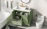 36" Bathroom Vanity with Sink, One Cabinet with Two doors and One Big Drawer and One Flip Drawer, Solid Wood and MDF Board, Green