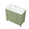 36" Bathroom Vanity with Sink, One Cabinet with Two doors and One Big Drawer and One Flip Drawer, Solid Wood and MDF Board, Green