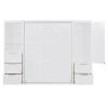 Queen Size Murphy Bed Wall Bed with Closet ,Drawers and Shelves,White