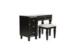 Traditional Formal Black Color Vanity Set w Stool Storage Drawers 1pc Bedroom Furniture Set Tufted Seat Stool