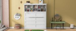 Queen Size Murphy Bed Wall Bed with Top Shelves & USB,White