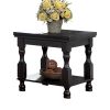 Rustic Style Antique Black 1pc END TABLE Open Bottom Shelf Plank Style Table Top Living Room Furniture