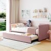 Twin Size Upholstered daybed with Pop Up Trundle, Pink