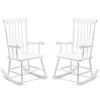 Patio Rocking Chair Solid Wood, Outdoor Porch Rocker Chair with Wooden Frame, Indoor Wooden Rocking Chair for Garden Backyard Balcony, White