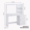 Vanity Desk with Mirror and Lights, 46.4IN Dressing Table with 2 Large Drawer&Large Vertical Organizer