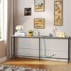 70.9 inch Narrow Long Console Table with 2 Power Outlets & USB Ports, Narrow Entryway Table Sofa Table Behind Couch for Living Room, Rustic Gray