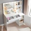 Vanity Desk with Mirror and Lights, 46.4IN Dressing Table with 2 Large Drawer&Large Vertical Organizer