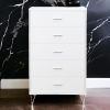 White 5-Drawer Chest with Single Handles