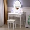 FCH With Light Bulb Single Mirror 5 Drawer Dressing Table White(=60709581)