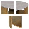 Round Mixed Material Coffee Table with Shelf