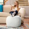 Jaxx Ellis Ottoman Shearling Faux-Lamb Plush Pouf for Modern Interior Design, Small, Cloud