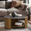 Round Mixed Material Coffee Table with Shelf