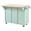 Kitchen Cart with Rubber wood Drop-Leaf Countertop ,Cabinet door internal storage racks