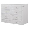 Full Size Murphy Bed with Large Drawers,White