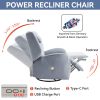 Blue Swivel and Rocker Power Recliner Chair with Lumbar and Neck Support Pillow, Max Swivel Degree 270¬∞