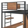 Twin Size Loft bed with L-shape Desk and Wardrobe, Black