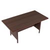 8-Piece Set Outdoor Rattan Dining Table And Chair Brown Wood Grain Rattan Khaki Cushion Plastic Wood Surface