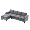 Sectional Sofa Set for Living Room with L Shape Chaise Lounge ,cup holder and Left Hand with Storage Chaise Modern 4 Seat (Grey)