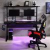 Black Gaming Desk with LED Light