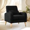 Mid-Century Modern Accent Chair, Upholstered Armchair Living Room Chair, Comfy Single Sofa Chair with Metal Legs