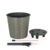 10.2" Self-watering Wicker Decor Planter for Indoor and Outdoor - Round - Grey