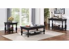 Rustic Style Antique Black 1pc END TABLE Open Bottom Shelf Plank Style Table Top Living Room Furniture