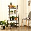 4-Tier Bamboo Plant Rack with Guardrails Stable and Space-Saving