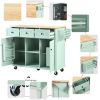 Kitchen Cart with Rubber wood Drop-Leaf Countertop ,Cabinet door internal storage racks