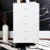 White 5-Drawer Chest with Single Handles