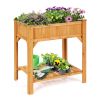 8 Grids Wood Elevated Garden Planter Box Kit with Liner and Shelf