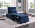 Modern Lift Top Storage Bench with Pull-out Bed 1pc Dark Blue Velvet Tufted Solid Wood Furniture