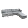 Convertible Sectional Sofa with Storage Seat 6 Seat Sofa with Reversible Chaise U Shaped Sectional Couch for Living Room,Light Grey