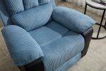 Recliner chair with Heat and Vibrating Massage, Comfy Padded Overstuffed Soft Fabric Heated Recliner (Blue and Black)