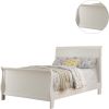 Modern 1pc Twin Size Bed Bedroom Furniture Sleigh Design Headboard Footboard Plywood 1pc Bedframe White Color