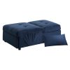 Modern Lift Top Storage Bench with Pull-out Bed 1pc Dark Blue Velvet Tufted Solid Wood Furniture