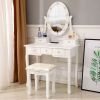 FCH With Light Bulb Single Mirror 5 Drawer Dressing Table White(=60709581)