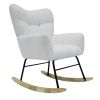 Modern Rocking Chair,Teddy Fabric Chair with High Backrest,Rocking Accent Chairs for Nursery,Living Room,Bedroom(White)