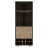 Fraktal Corner Bar Cabinet, Ten Built-in Wine Rack, Two Shelves, Double Door