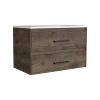 Floating Vanity Bathroom 20.4H" with 2 Drawer Organizers, Dark Brown / White