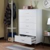 White 5-Drawer Chest with Single Handles