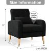 Mid-Century Modern Accent Chair, Upholstered Armchair Living Room Chair, Comfy Single Sofa Chair with Metal Legs