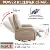 Brown Leatheraire Swivel and Rocker Power Recliner Chair with Lumbar Support, Max Swivel Degree 270¬∞