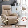 Brown Leatheraire Swivel and Rocker Power Recliner Chair with Lumbar Support, Max Swivel Degree 270¬∞