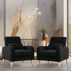 Mid-Century Modern Accent Chair, Upholstered Armchair Living Room Chair, Comfy Single Sofa Chair with Metal Legs