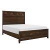 Modern Bedroom Walnut Finish 1pc Queen Bed Decorative Design Headboard Footboard Wooden Furniture