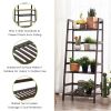 4-Tier Bamboo Plant Rack with Guardrails Stable and Space-Saving