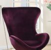 Purple Flannelette Fabric Accent Chair w Ottoman Contemporary Modern Living Room Furniture Chic High Back Chair