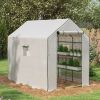 Outsunny 4.6' x 4.7' Portable Greenhouse, Water/UV Resistant Walk-In Small Outdoor Greenhouse with 2 Tier U-Shaped Flower Rack Shelves