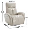 Beige Grey Leatheraire Swivel and Rocker Power Recliner Chair with Lumbar Support, Max Swivel Degree 270¬∞